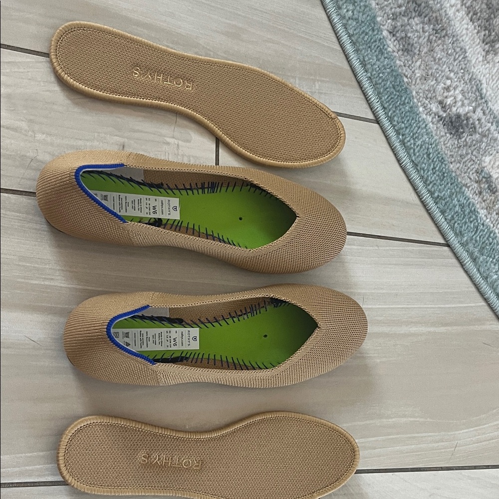 Rothy's Tan and Blue Flats - Picture 12 of 12